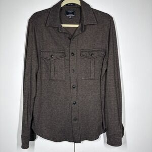 Todd Snyder Long Sleeve Flannel Twill Button Up Shirt Men's M Brown Quiet Luxury